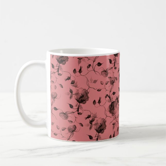 Caneca De Café Presente de Cerâmica Floral Elegante (Esquerda)
