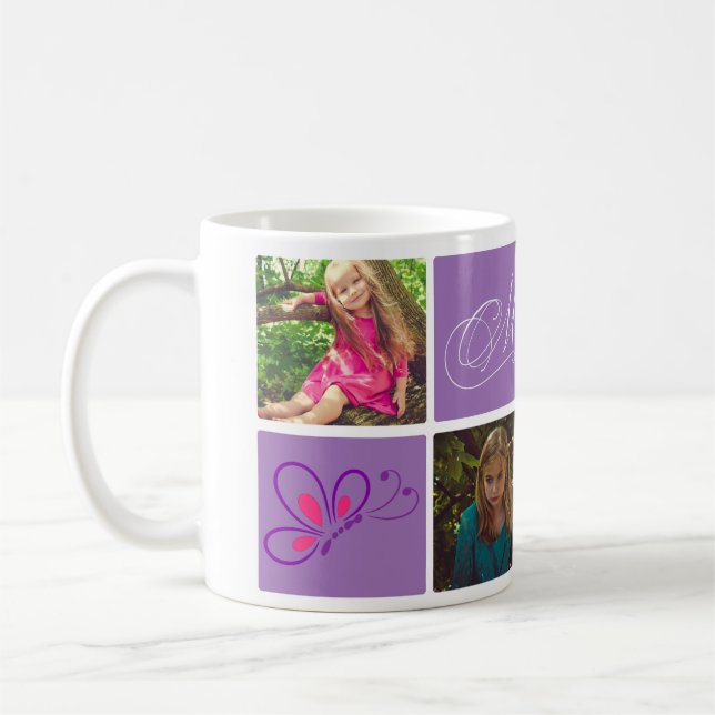 Caneca De Café Presente de Colagem de Fotografias de Borboleta pa (Esquerda)