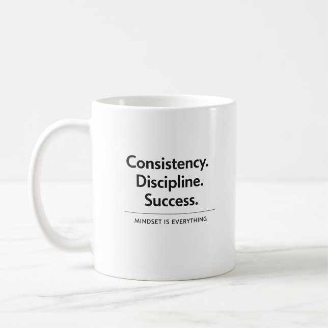 Caneca De Café Presente de Consistência Disciplina Sucesso  (Esquerda)