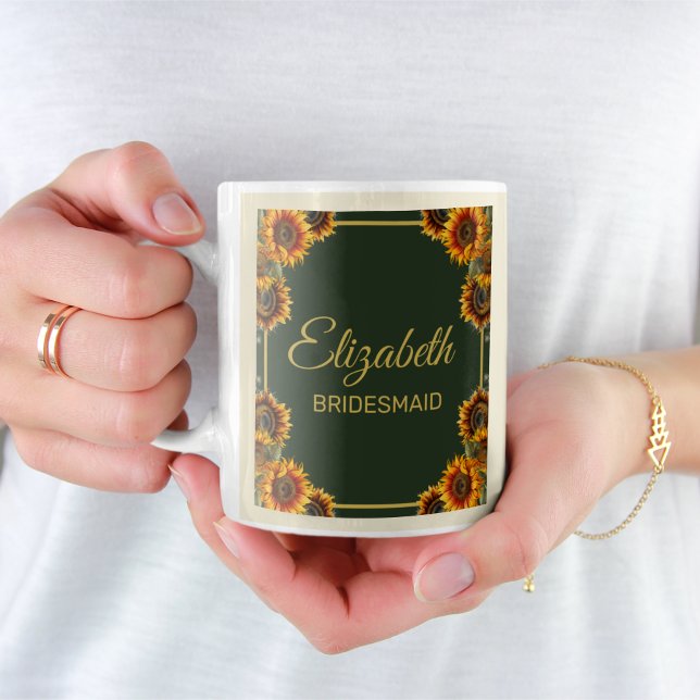 Caneca De Café Presente de Damas de Honra Floresta Verde Casament (Criador carregado)