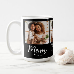 Caneca De Café Presente de Data de Fundação da Mamãe em Preto e B