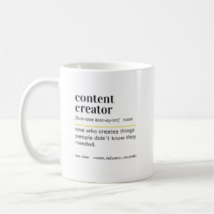 Caneca De Café Presente de Definição de Criador de Conteúdo Diver