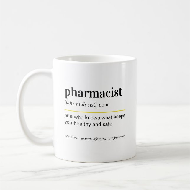 Caneca De Café Presente de Definição de Farmacêutico Engraçado (Esquerda)