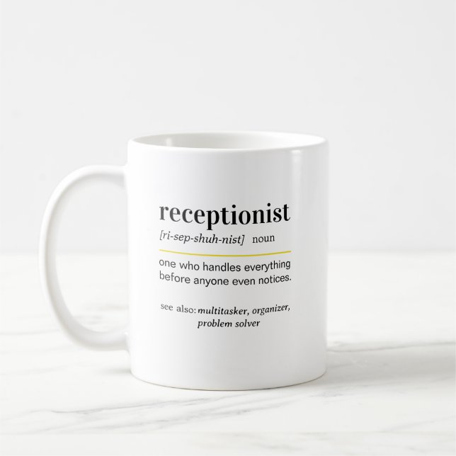 Caneca De Café Presente de Definição de Recepcionista Engraçado (Esquerda)