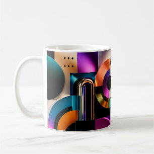 Caneca De Café Presente de Design de Formas Geométricas Abstratas