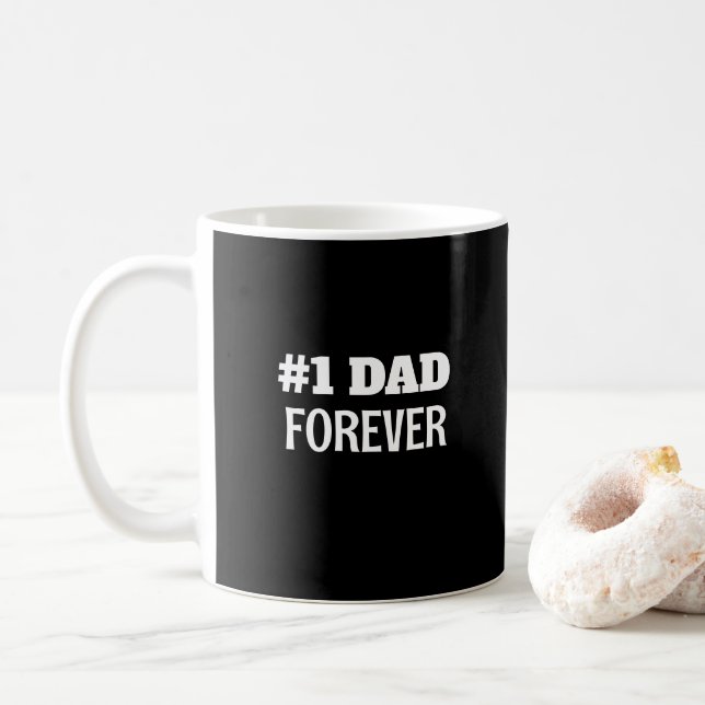 Caneca De Café Presente de Dia de os pais Preto e Branco nº 1 (Com Donut)