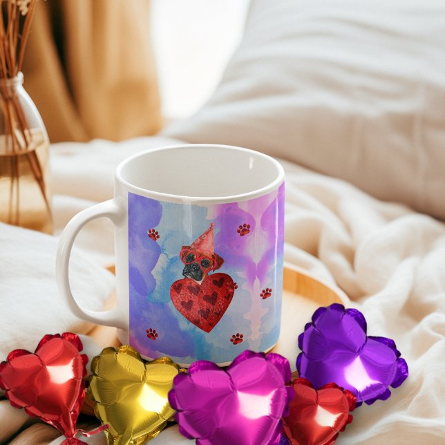 Caneca De Café Presente de Dia dos Namorados Boxer Azul Roxo Cach (Criador carregado)