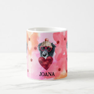 Caneca De Café Presente de Dia dos Namorados Cachorro Border Coll