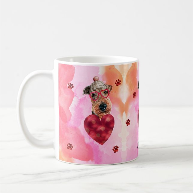 Caneca De Café Presente de Dia dos Namorados de Cachorro Airedale (Esquerda)