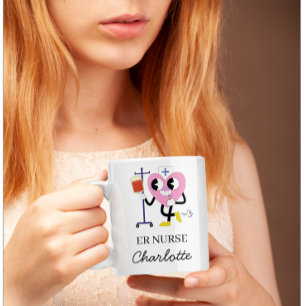 Caneca De Café Presente de Enfermeira Coração Fofo para Enfermeir