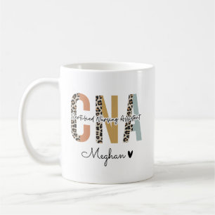 Caneca De Café Presente de Enfermeira Leopard CNA Nurse Assistent