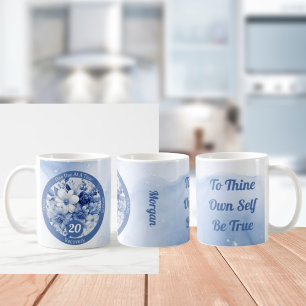 Caneca De Café Presente de Etapa de Recuperação Floral Azul Perso