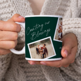 Caneca De Café Presente de Família Moderno e Elegante com 4 Fotos