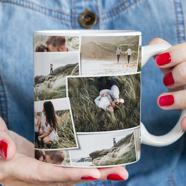 Caneca De Café Presente de família única e elegante com 5 fotogra (Criador carregado)