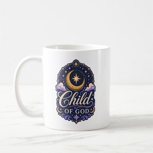 Caneca De Café Presente de Fé Cristã Celestial Filho de Deus  (Esquerda)