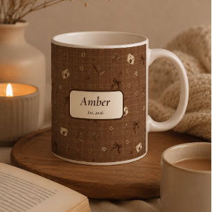 Caneca De Café Presente de Fita para Leitor de Livros Vintage com