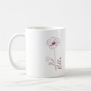 Caneca De Café Presente de Flor de Nascimento de Agosto Poppy par
