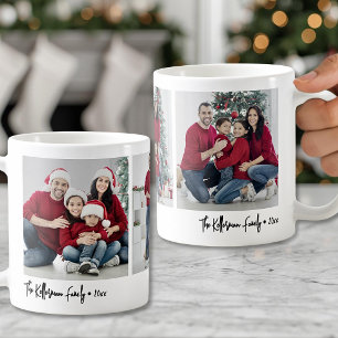 Caneca De Café Presente de Foto da Família de Script Simples Pers