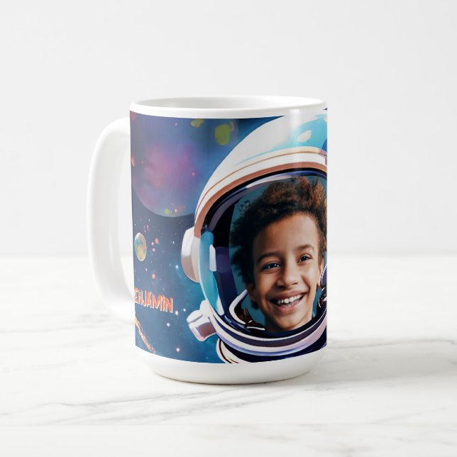 Caneca De Café Presente de Foto do Astronauta no Espaço Profundo  (Frente Esquerda)