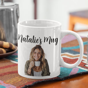 Caneca De Café Presente de Foto do Nome do Monograma