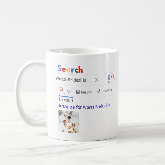 CANECA DE CAFÉ PRESENTE DE FOTO ENGRAÇADA PARA NOIVA BRIDEZILLA P (Esquerda)