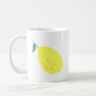 Caneca De Café Presente de Fruta de Limão Amarelo Desenhado à Mão