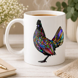 Caneca De Café Presente de Galo Artístico Ecletismo Vibrante e Be