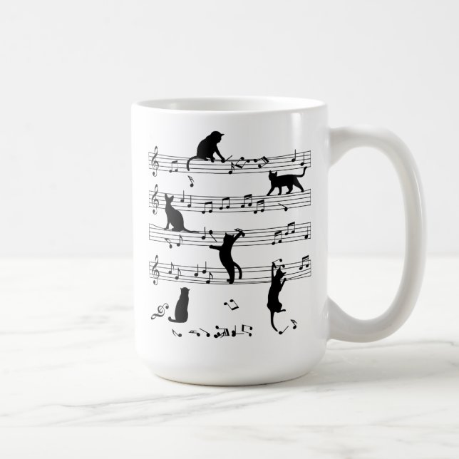 Caneca De Café Presente De Gato E Música, Música De Toque De Gato (Direita)
