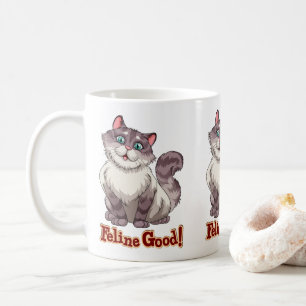 Caneca De Café Presente de Gato Fofo Gatinho Cinza Desenho de Fel
