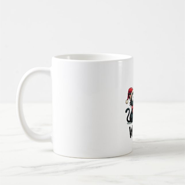 Caneca De Café Presente de Gato Preto Engraçado Derrubando Árvore (Esquerda)