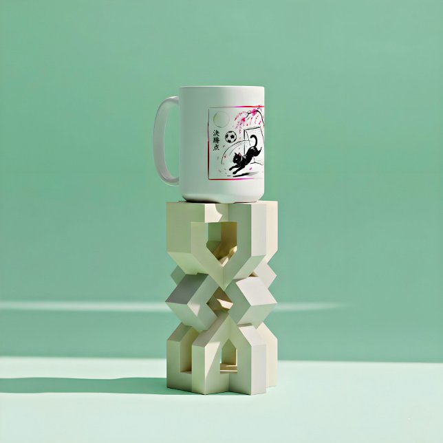 Caneca De Café Presente de Gol do Gato de Futebol Kawaii para Jov (Criador carregado)