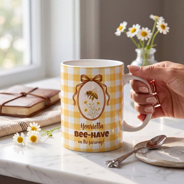 Caneca de café presente de golfe Abelha Engraçada (Criador carregado)