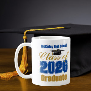 Caneca De Café Presente de Graduação da Turma de 2026 Azul Real e