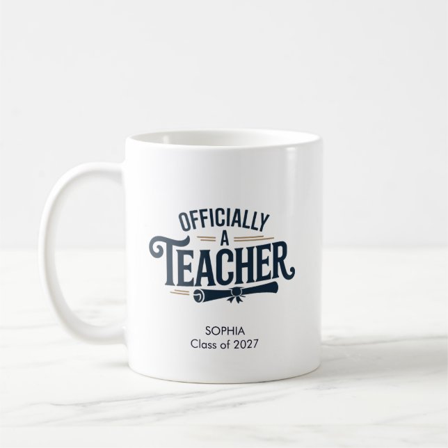 Caneca De Café Presente de Graduação Personalizado Oficialmente P (Esquerda)