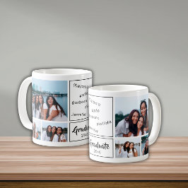 Caneca De Café Presente de Graduado com Colagem de 6 Fotos e Assi