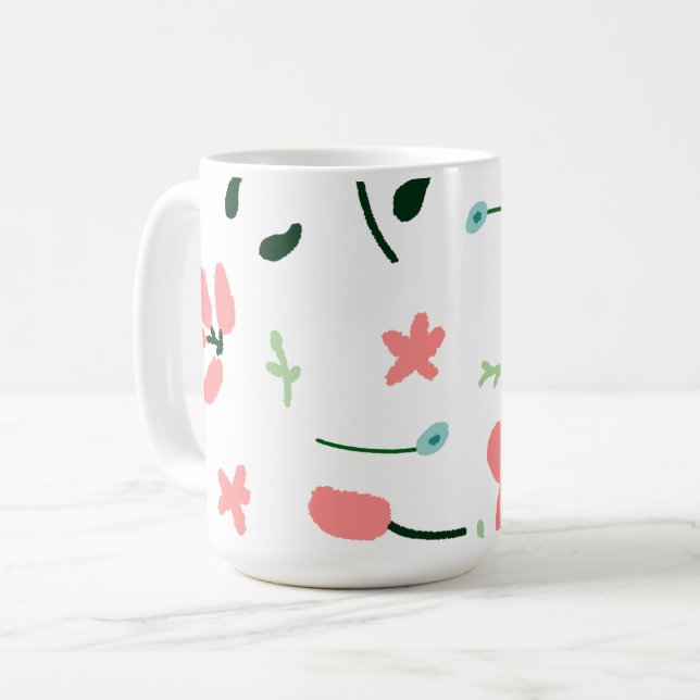 Caneca De Café Presente de Jardim de Floral Rosa (Frente Esquerda)