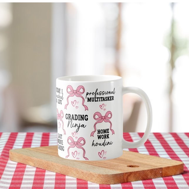 Caneca De Café Presente de Laço Rosa Coquette com Afirmação Posit (Criador carregado)