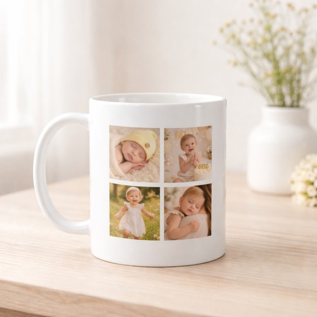 Caneca De Café Presente de Lembrança do Bebê da Família Colagem d (Criador carregado)