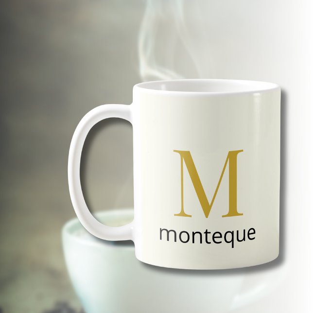 Caneca De Café Presente de Luxo Personalizado com Monograma Cream (Criador carregado)