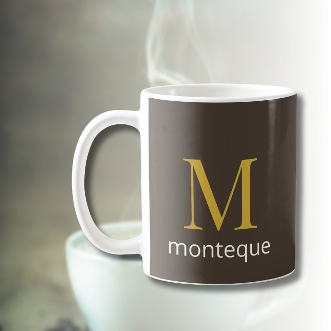 Caneca De Café Presente de Luxo Personalizado Nome Monograma Dour (Criador carregado)