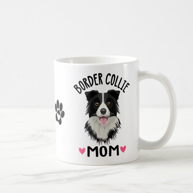 Caneca De Café Presente de Mãe Border Collie Cachorro Preto Branc (Direita)