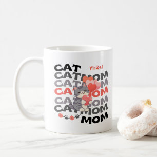 Caneca De Café Presente de Mãe de Gato Corações de Cachorrinho Fo