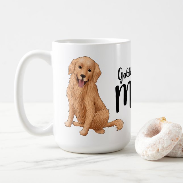 Caneca De Café Presente de Mãe de Golden Retriever Fofo - Cachorr (Com Donut)