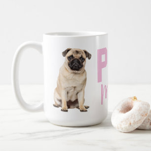Caneca De Café Presente de Mãe de Pug Fofa Rosa Amante de Cachorr