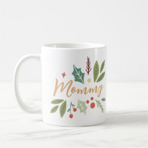 Caneca De Café Presente de Mamãe de Folhagem das Berries de Natal