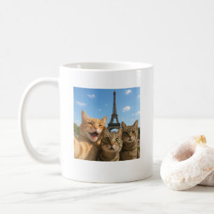 Caneca De Café Presente de momento romântico de gato em Paris