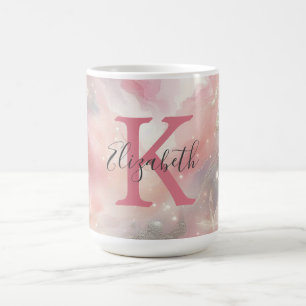 Caneca De Café Presente de Monograma de Nome Inicial em Aquarela 