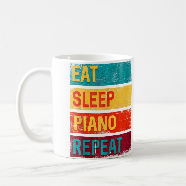 Caneca De Café Presente de Música para Aluno de Piano Coma Durma  (Esquerda)