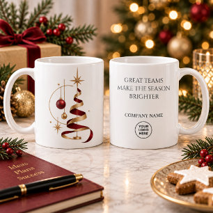 Caneca De Café Presente de Natal Árvore com Fita Moderna para Fun