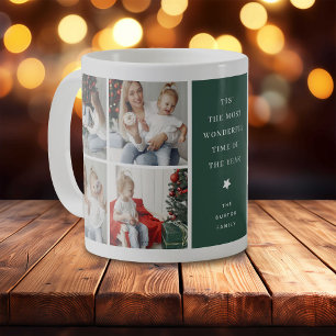 Caneca De Café Presente de Natal com Colagem de 4 Fotos Moderna